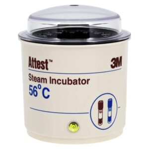 3M Attest 116 biological indicator dry-block incubator with a translucent dust cover and multiple individual internal heating wells.